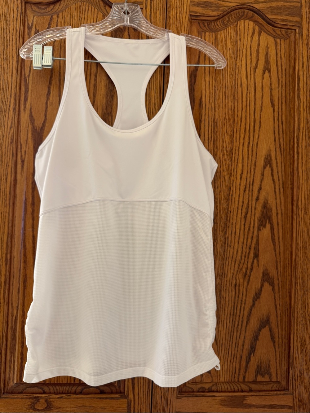 Fabletics White Racerback Mesh Panel Active Tank best for size large